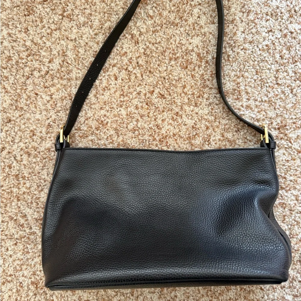 VESTIRSI Black Pebbled Eden Leather Slouch Bag with extra crossbody strap - Picture 2 of 9